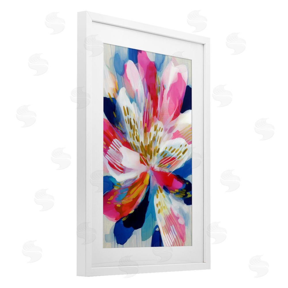 Chromatic Storm Studio Lily In Pink & Blue White Framed Print Under Glass Wall Art