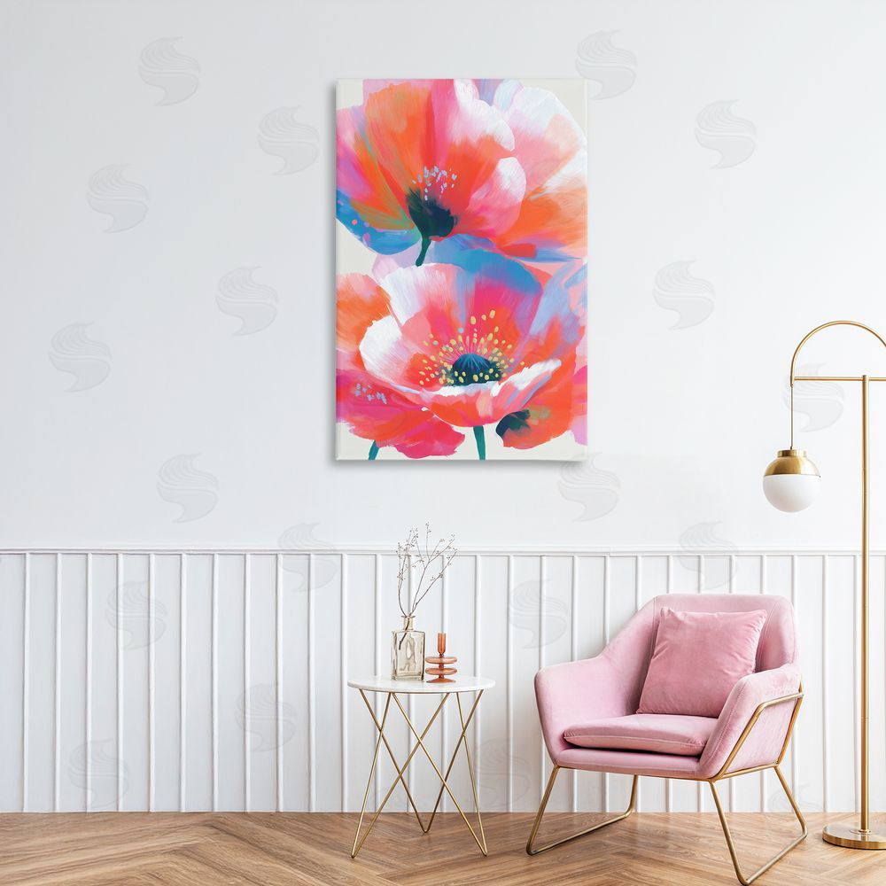 Chromatic Storm Studio Poppies in Soft Light Stretched Canvas Wall Art in Room