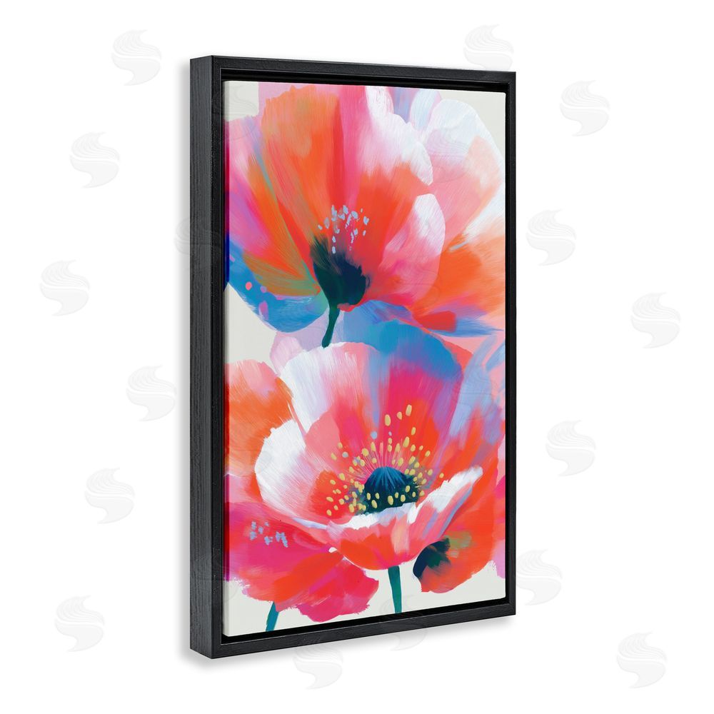 Chromatic Storm Studio Poppies in Soft Light Black Floating Framed Canvas Wall Art