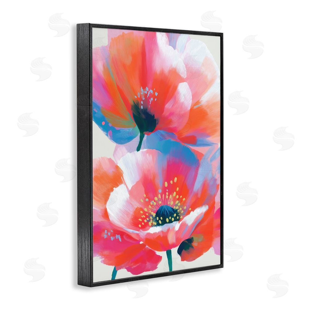 Chromatic Storm Studio Poppies in Soft Light Black Framed Giclee Wall Art