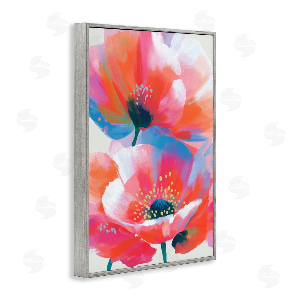 Chromatic Storm Studio Poppies in Soft Light Gray Framed Giclee Wall Art