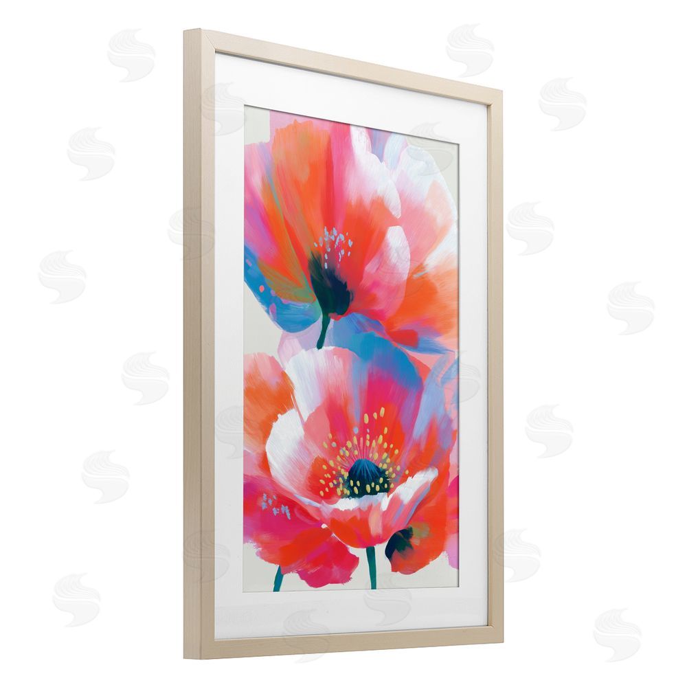 Chromatic Storm Studio Poppies in Soft Light Brown Framed Print Under Glass Wall Art