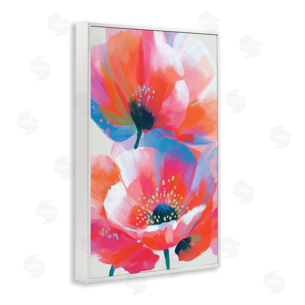 Chromatic Storm Studio Poppies in Soft Light White Framed Giclee Wall Art