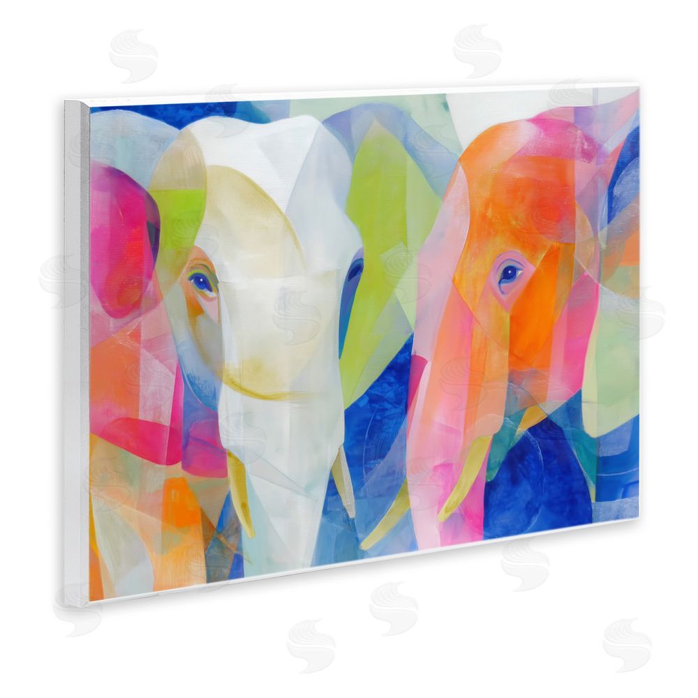Chromatic Storm Studio Two Elephants Geometric Composition Wall Plaque Printed Art