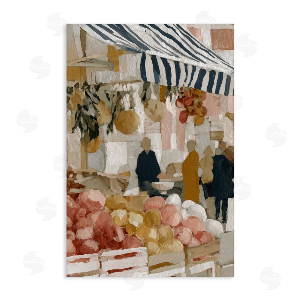 Chromatic Storm Studio Market Stall with Fresh Citrus Stretched Canvas Wall Art