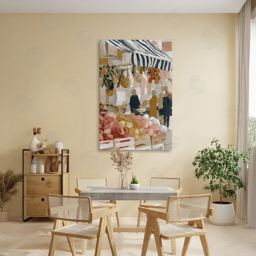 Chromatic Storm Studio Market Stall with Fresh Citrus Stretched Canvas Wall Art in Room