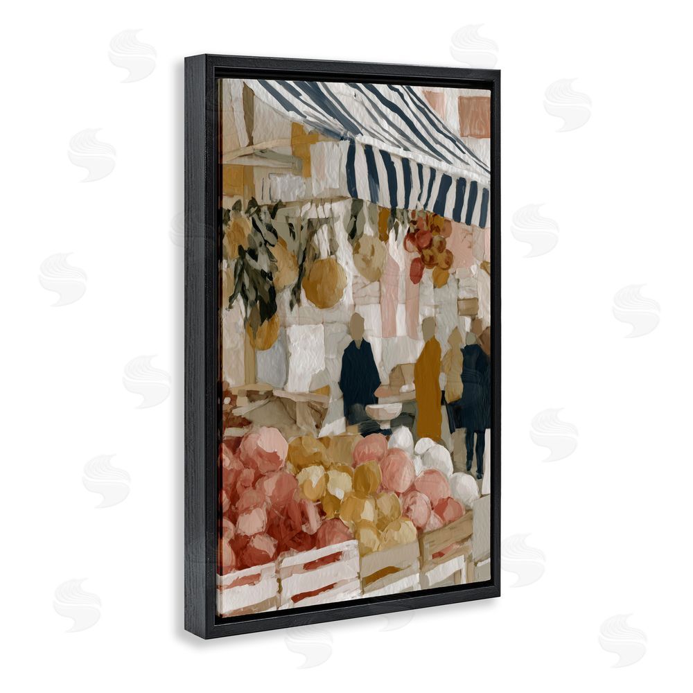 Chromatic Storm Studio Market Stall with Fresh Citrus Black Floating Framed Canvas Wall Art