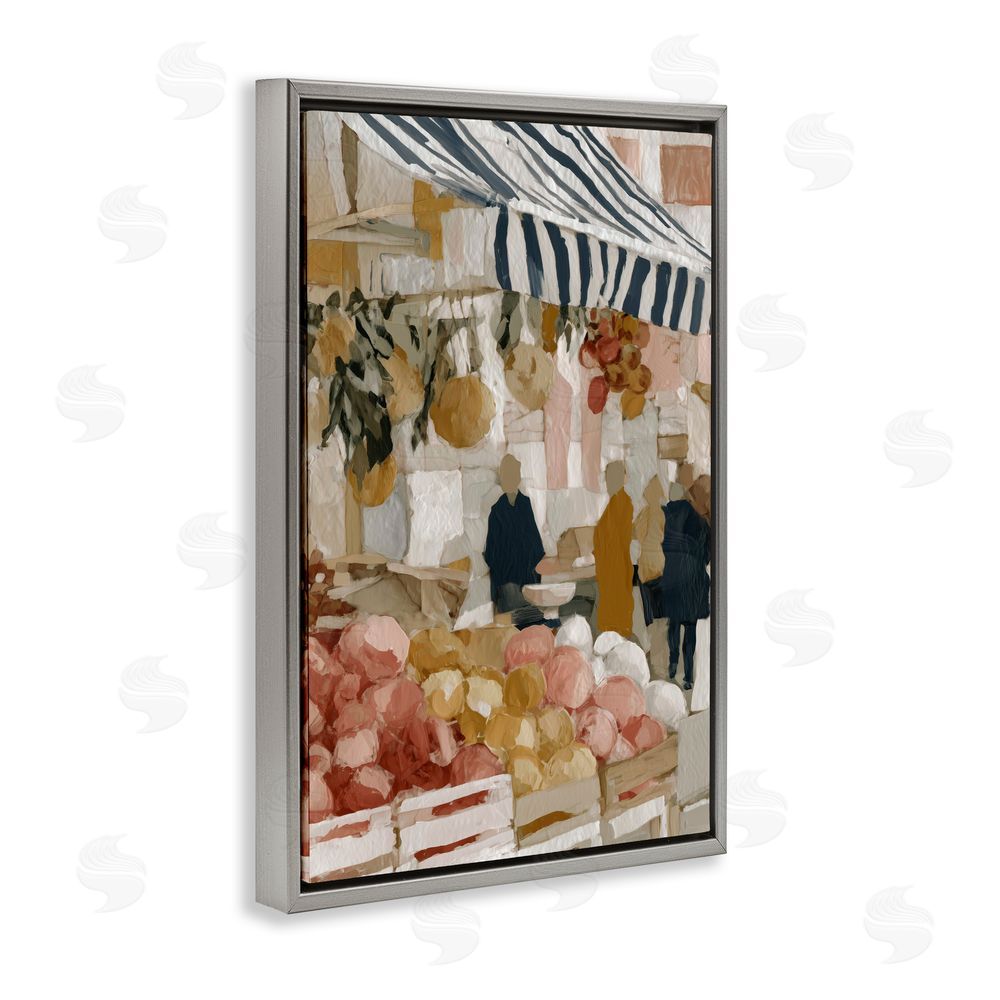 Chromatic Storm Studio Market Stall with Fresh Citrus Gray Floating Framed Canvas Wall Art