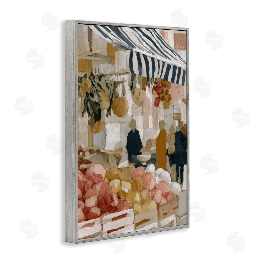 Chromatic Storm Studio Market Stall with Fresh Citrus Gray Framed Giclee Wall Art