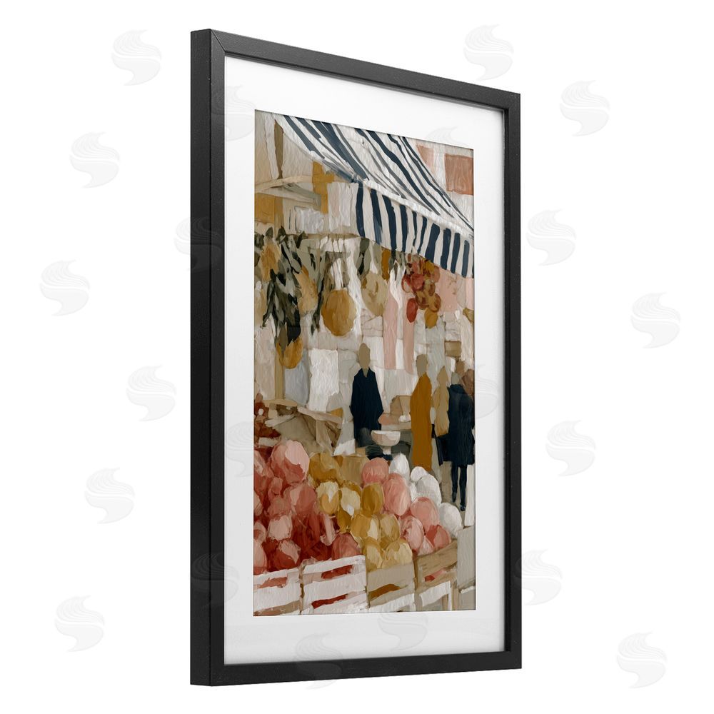 Chromatic Storm Studio Market Stall with Fresh Citrus Black Framed Print Under Glass Wall Art