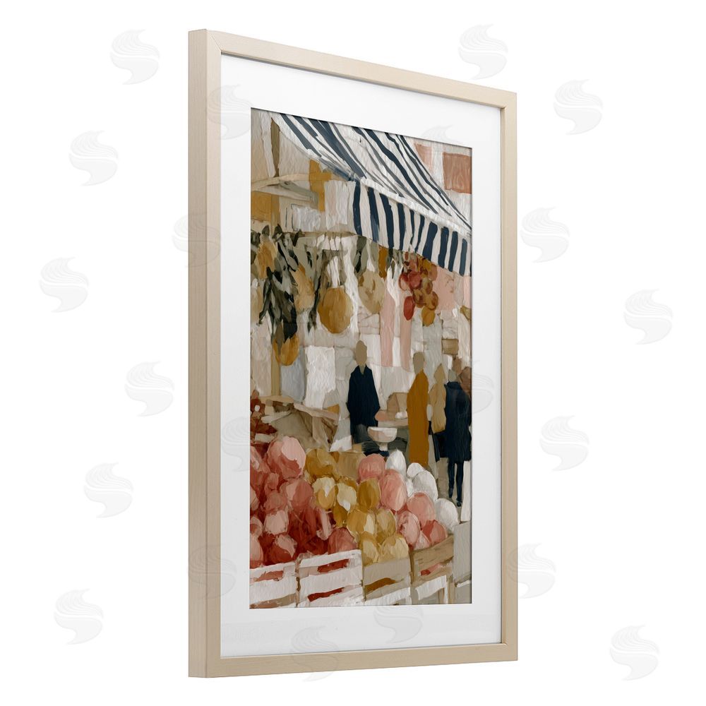 Chromatic Storm Studio Market Stall with Fresh Citrus Brown Framed Print Under Glass Wall Art