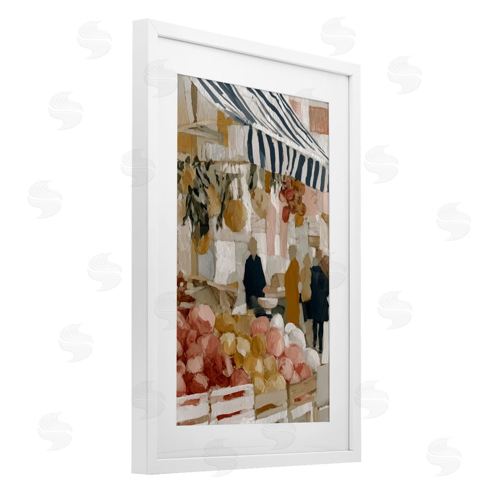 Chromatic Storm Studio Market Stall with Fresh Citrus White Framed Print Under Glass Wall Art