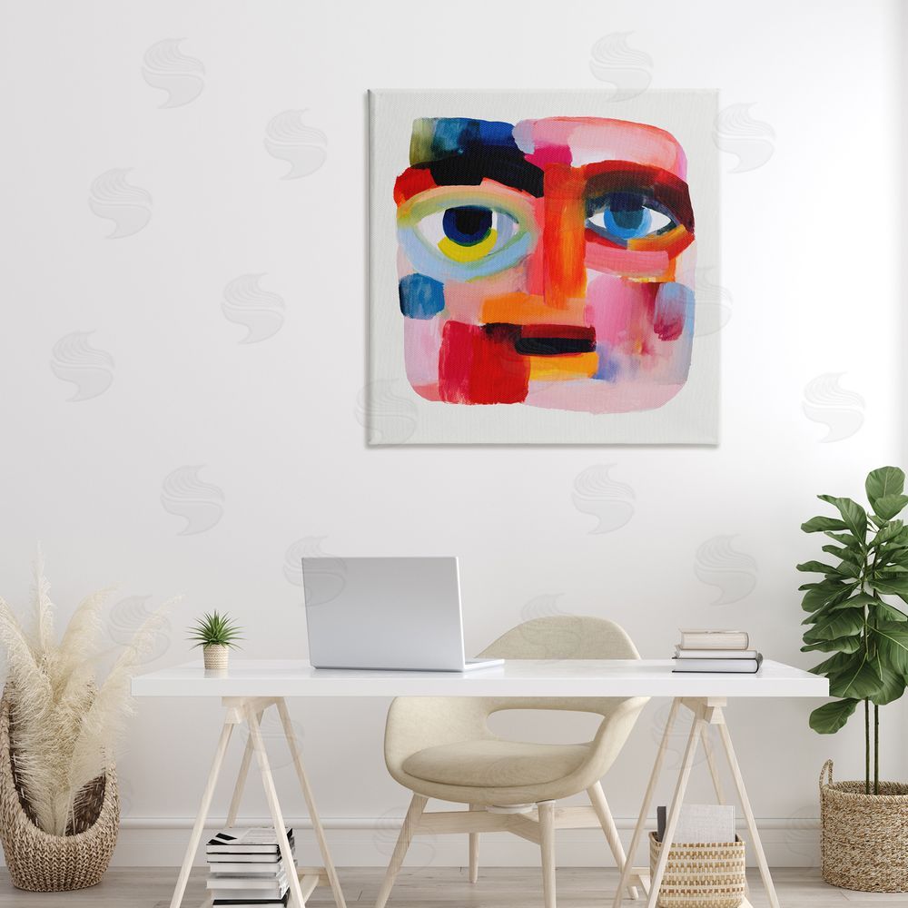 Chromatic Storm Studio Cubist Gaze in Vivids Stretched Canvas Wall Art in Room