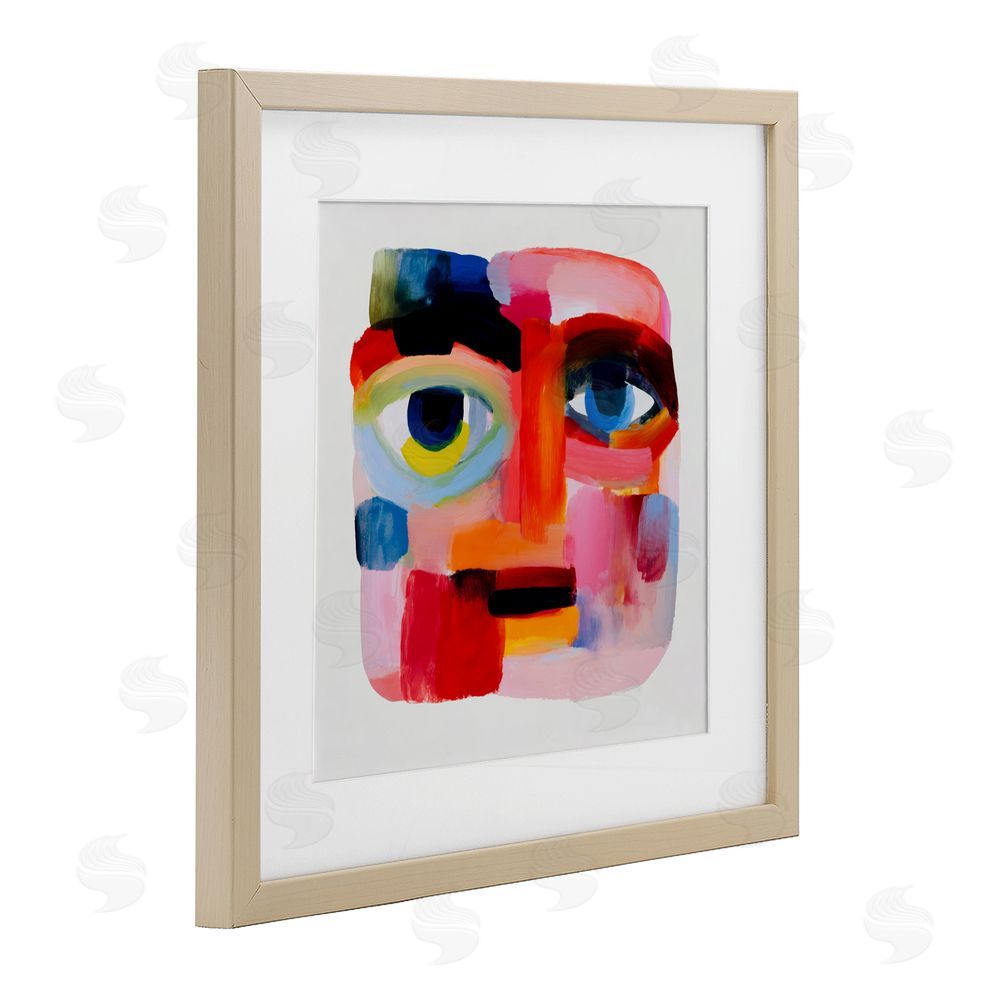 Chromatic Storm Studio Cubist Gaze in Vivids Brown Framed Print Under Glass Wall Art