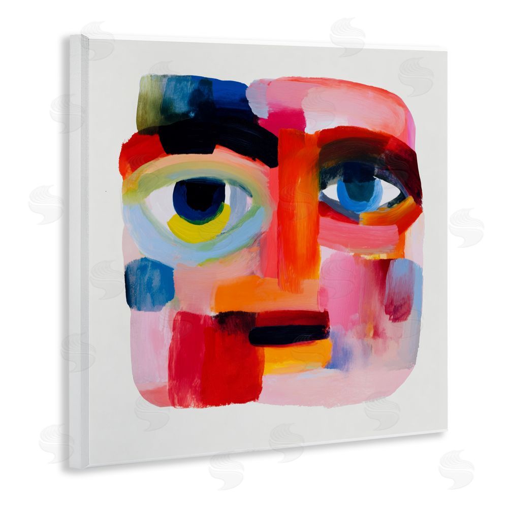 Chromatic Storm Studio Cubist Gaze in Vivids Wall Plaque with Fixed Lithograph Print