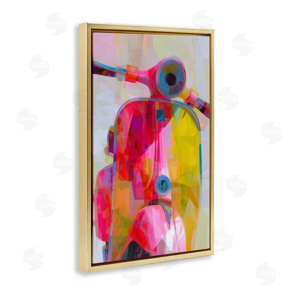 Chromatic Storm Studio Vespa in Pink & Yellow Gold Floating Framed Canvas Wall Art Print