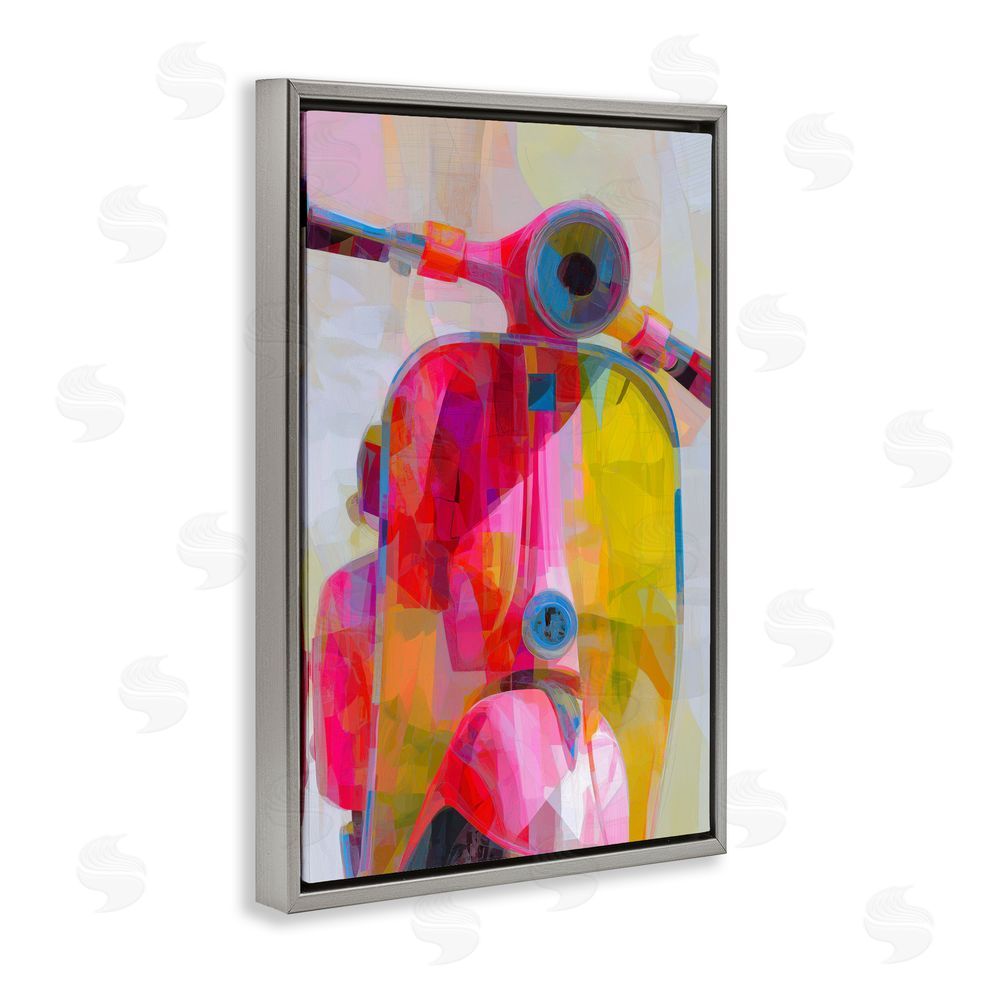 Chromatic Storm Studio Vespa in Pink & Yellow Gray Floating Framed Canvas Wall Art Print