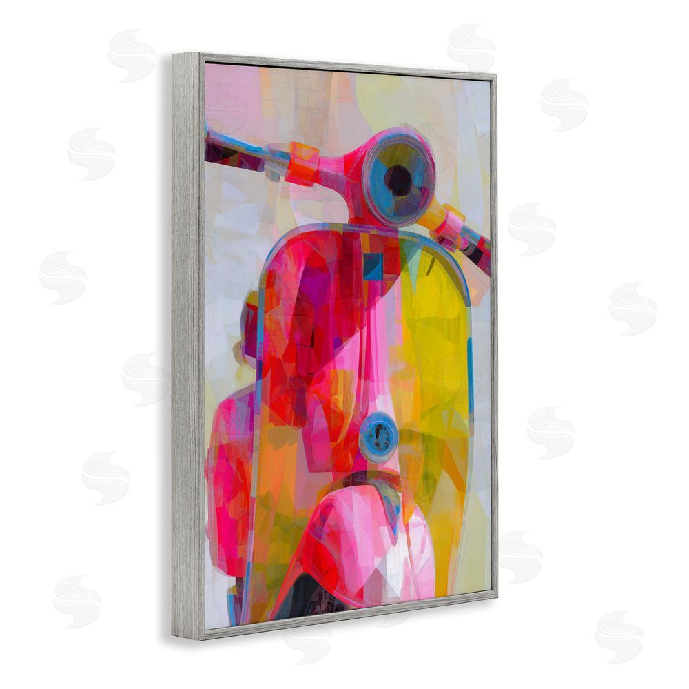 Chromatic Storm Studio Vespa in Pink & Yellow Gray Framed Giclee Wall Art Print