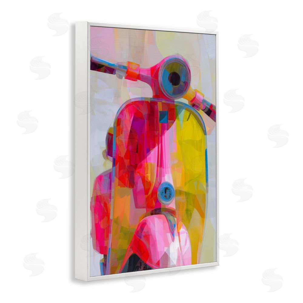 Chromatic Storm Studio Vespa in Pink & Yellow White Framed Giclee Wall Art Print