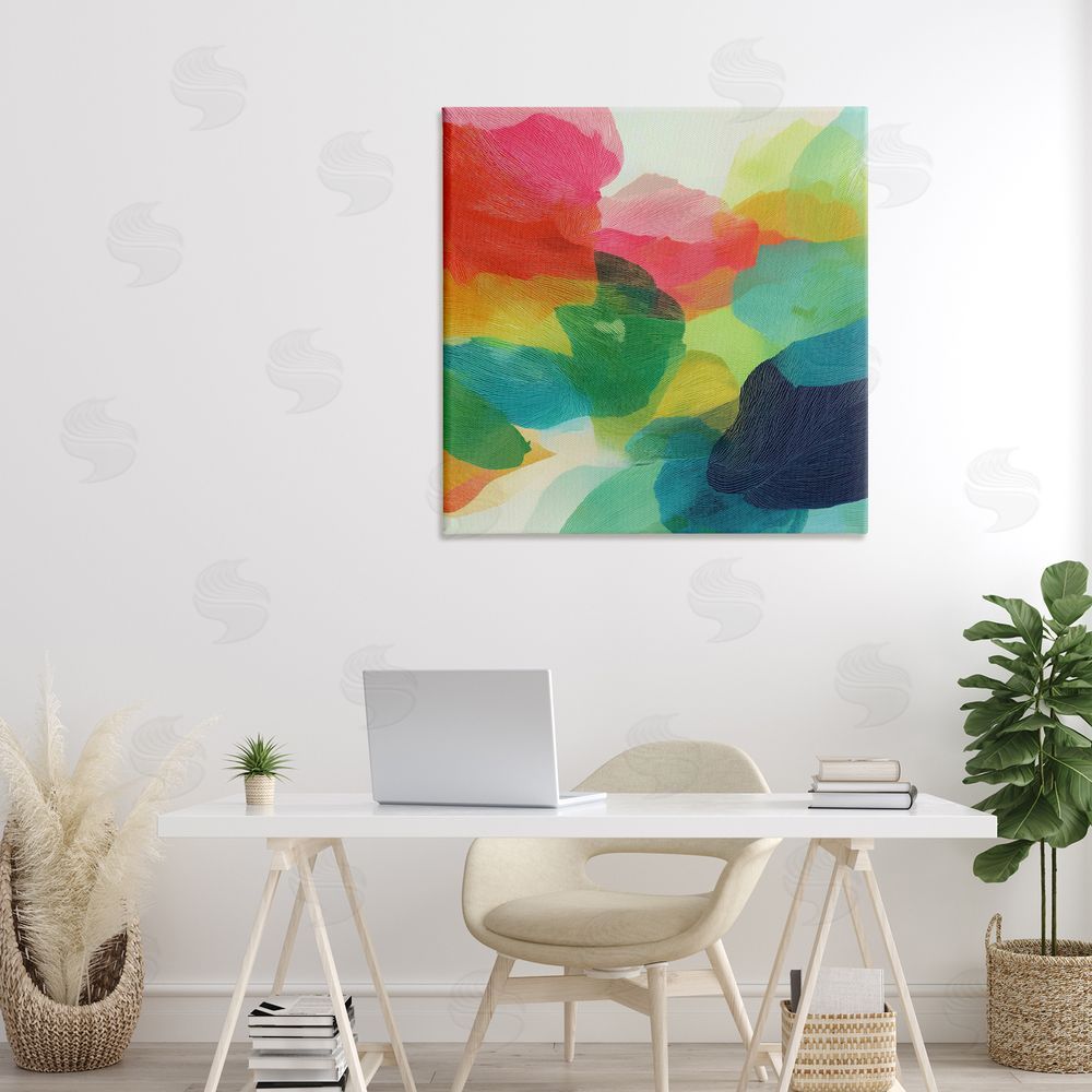 Chromatic Storm Studio Vivid Flowing Color Field Stretched Canvas on Wall