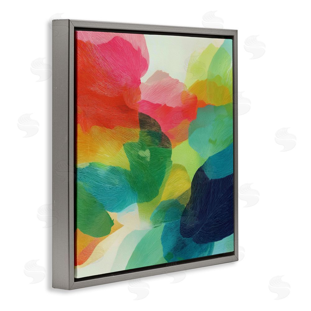 Chromatic Storm Studio Vivid Flowing Color Field Gray Floating Framed Canvas Wall Art Print