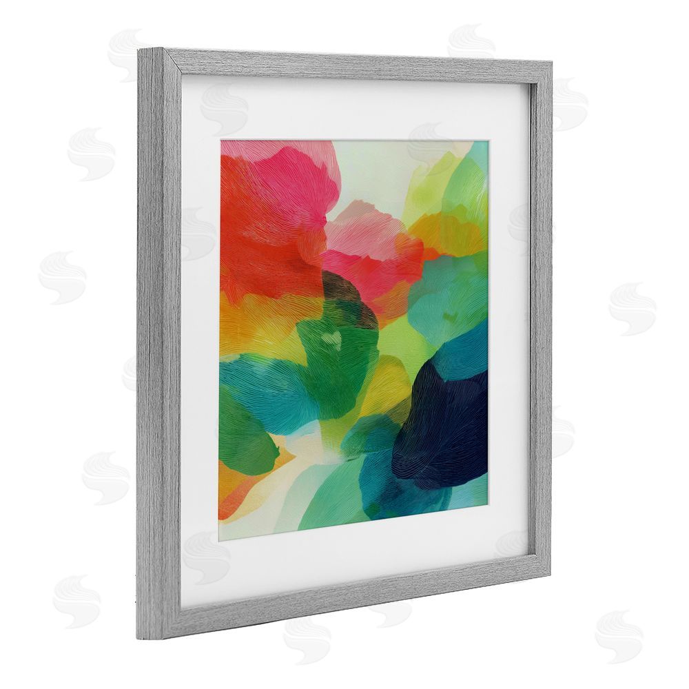 Chromatic Storm Studio Vivid Flowing Color Field Gray Framed Print Under Glass with White Mat Wall Art