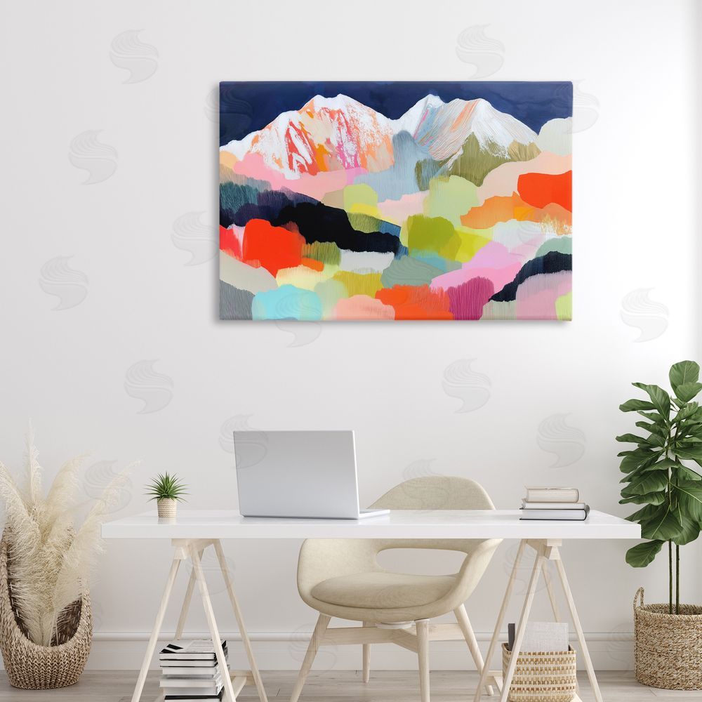 Chromatic Storm Studio Alpine Glow in Vibrant Mountains Stretched Canvas Wall Art Print in Room