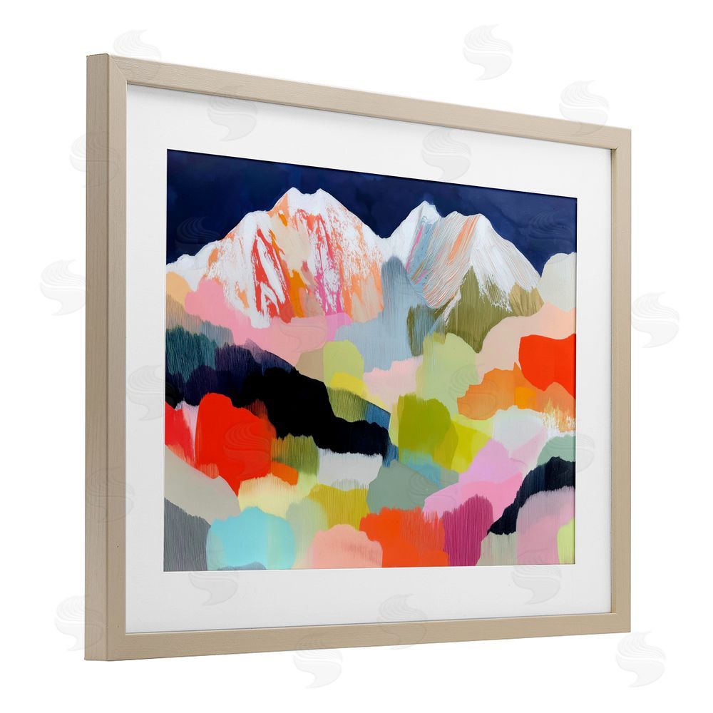 Chromatic Storm Studio Alpine Glow in Vibrant Mountains Brown Framed Print Under Glass with Matting Wall Art