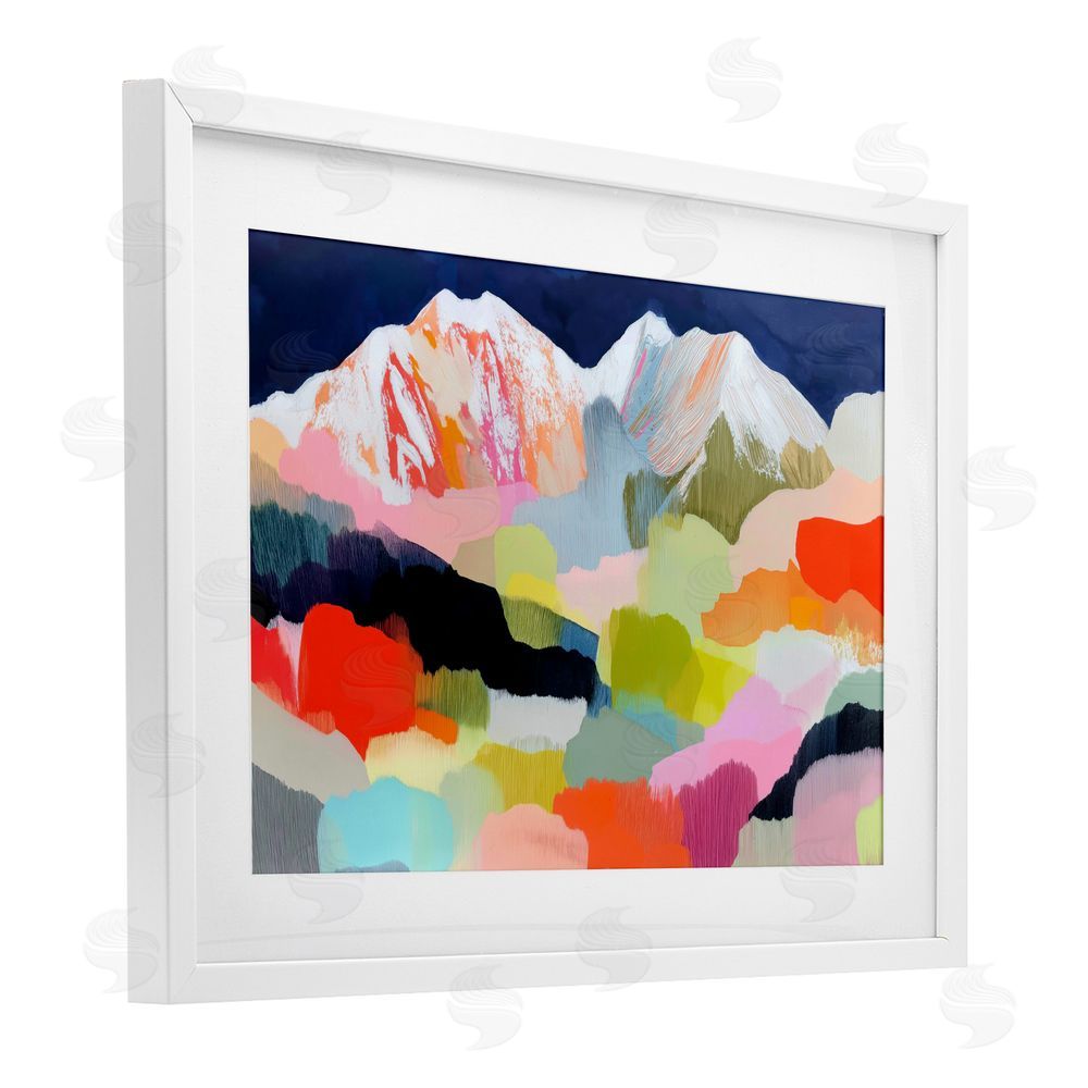 Chromatic Storm Studio Alpine Glow in Vibrant Mountains White Framed Print Under Glass with Matting Wall Art
