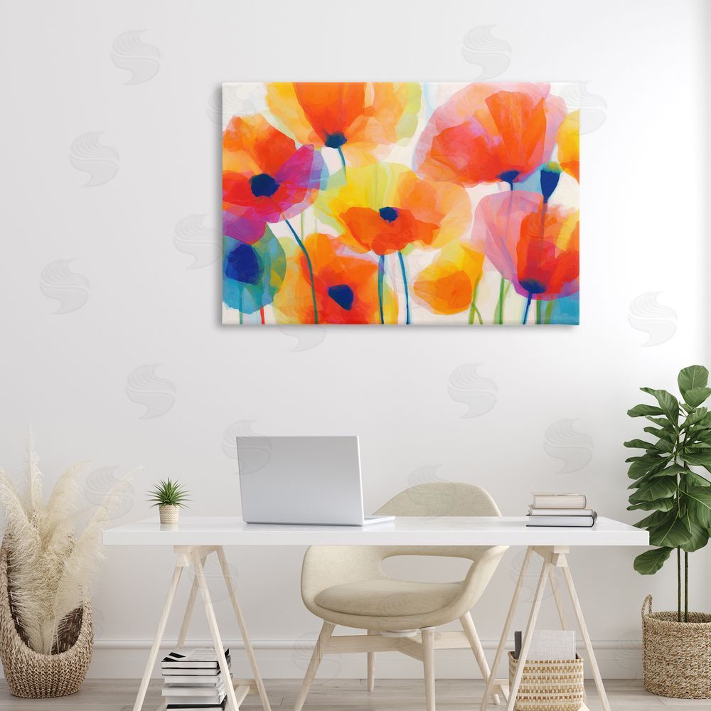 Chromatic Storm Studio Poppies At Golden Hour Stretched Canvas Wall Art in Room