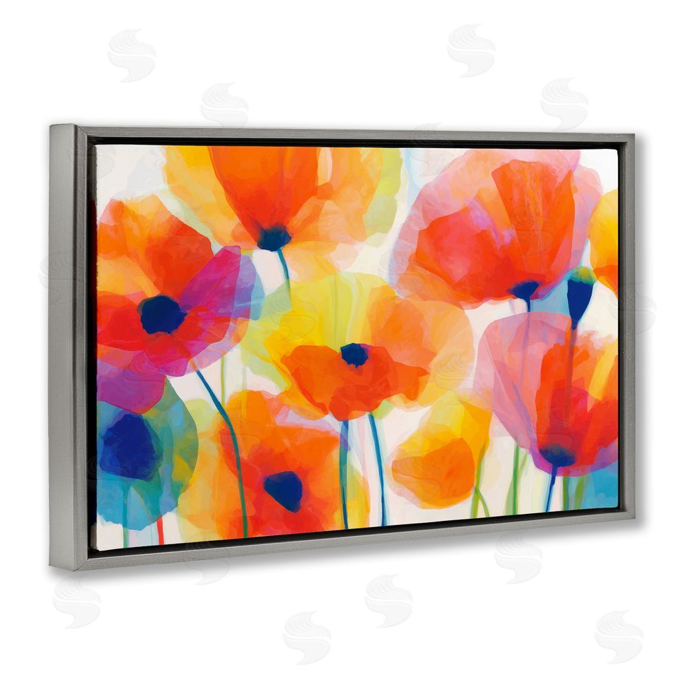 Chromatic Storm Studio Poppies At Golden Hour Gray Floating Framed Canvas Wall Art