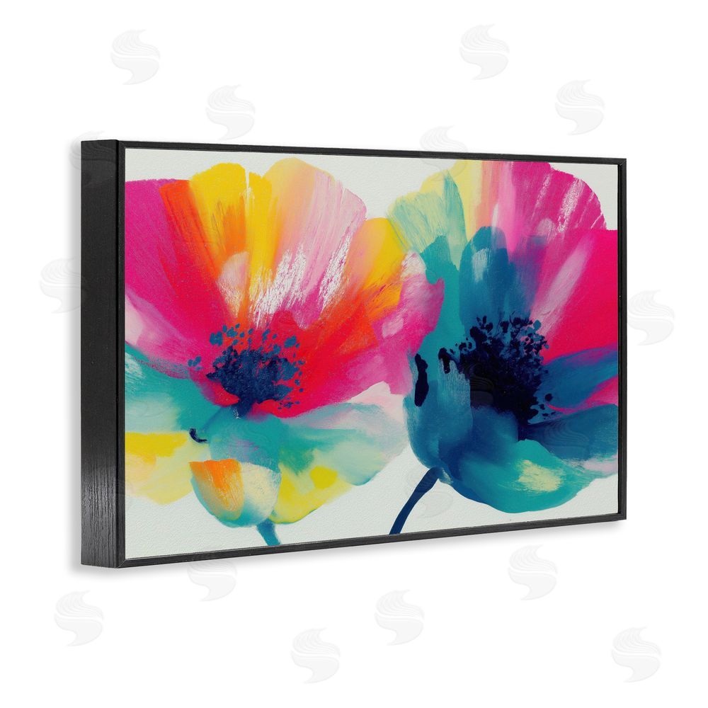 Chromatic Storm Studio Two Colorful Poppies Black Framed Giclee Wall Art Print