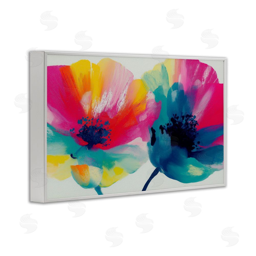 Chromatic Storm Studio Two Colorful Poppies White Framed Giclee Wall Art Print