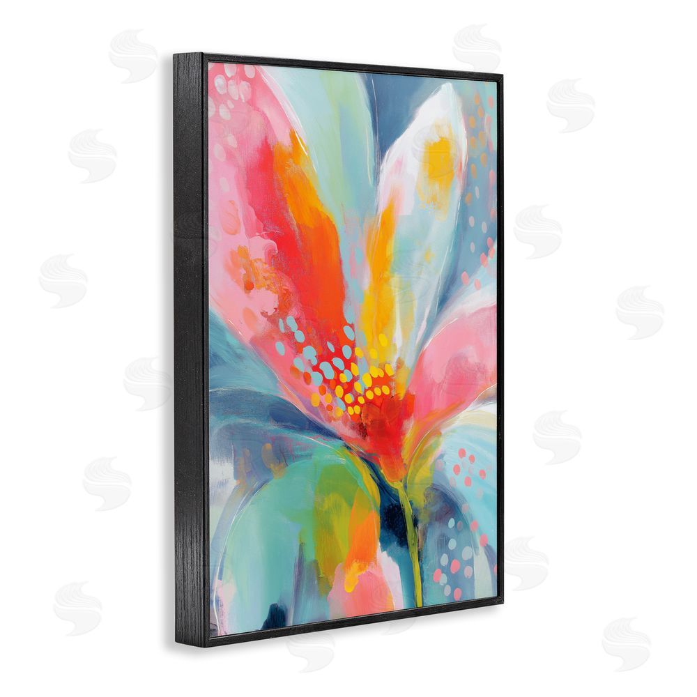 Chromatic Storm Studio Dotted Bloom Expression Black Framed Giclee Wall Art Print