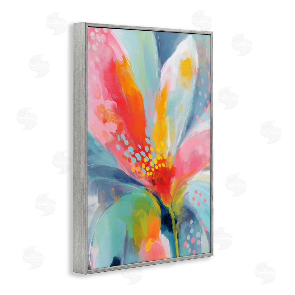 Chromatic Storm Studio Dotted Bloom Expression Gray Framed Giclee Wall Art Print