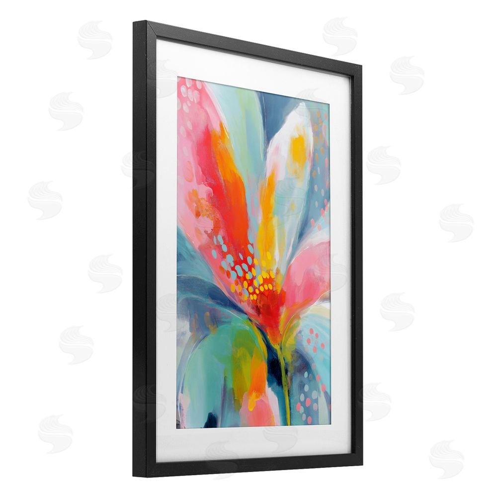 Chromatic Storm Studio Dotted Bloom Expression Black Framed Print Under Glass Wall Art