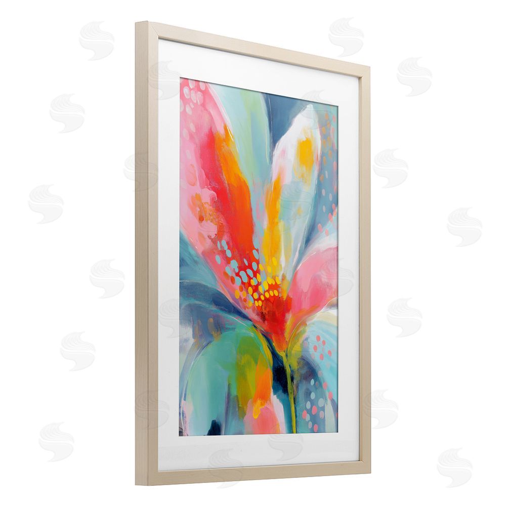 Chromatic Storm Studio Dotted Bloom Expression Brown Framed Print Under Glass Wall Art