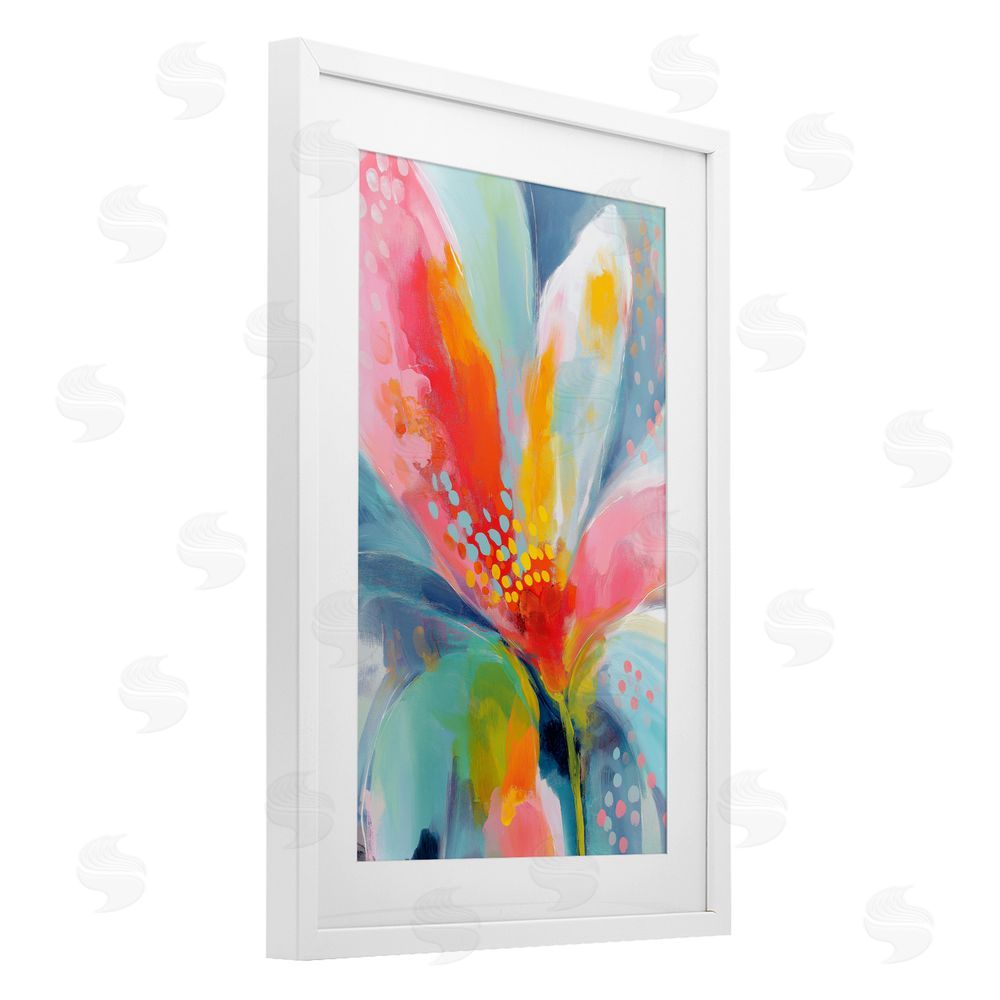 Chromatic Storm Studio Dotted Bloom Expression White Framed Print Under Glass Wall Art