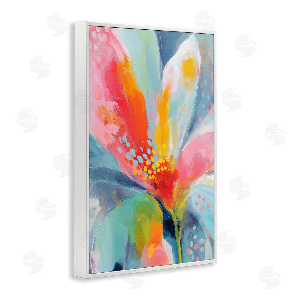 Chromatic Storm Studio Dotted Bloom Expression White Framed Giclee Wall Art Print