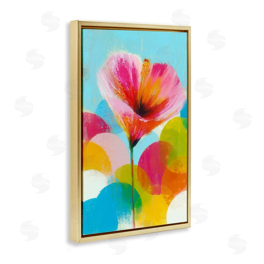 Chromatic Storm Studio Hibiscus In The Sun Gold Floating Framed Canvas Wall Art