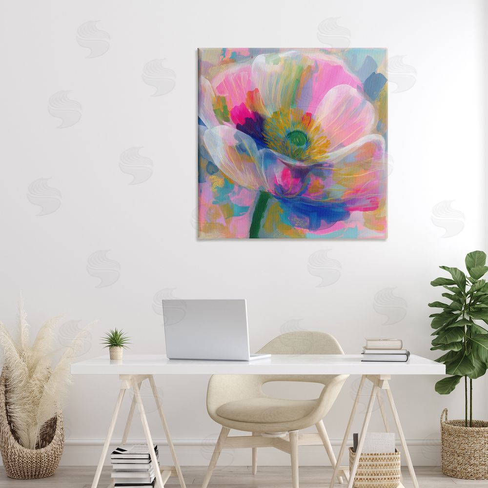 Chromatic Storm Studio Backlit Kaleidoscopic Poppy Stretched Canvas Wall Art Print in Room