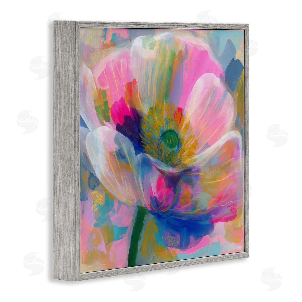 Chromatic Storm Studio Backlit Kaleidoscopic Poppy Gray Framed Giclee Wall Art Print
