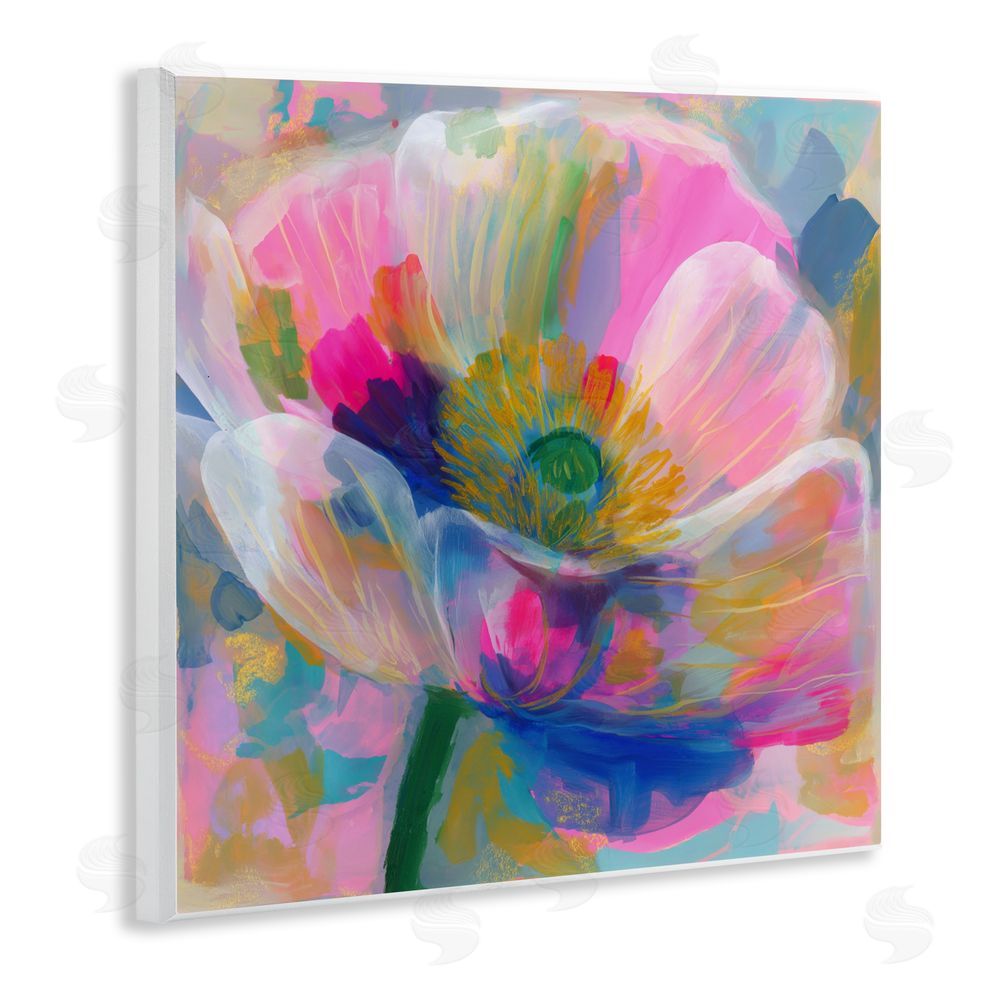 Chromatic Storm Studio Backlit Kaleidoscopic Poppy Wall Plaque Art Print with White Foil Wrap