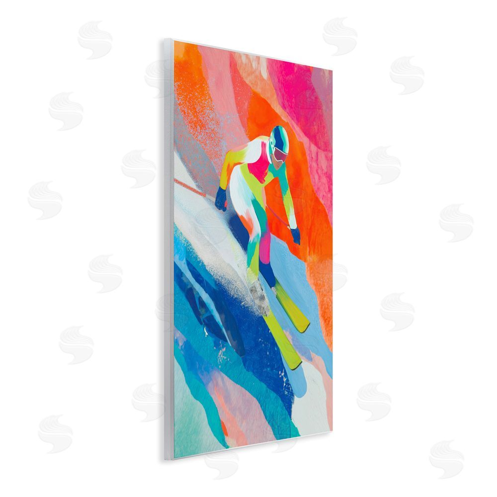 Chromatic Storm Studio Skiing Down Neon Slopes Wall Plaque Printed Art