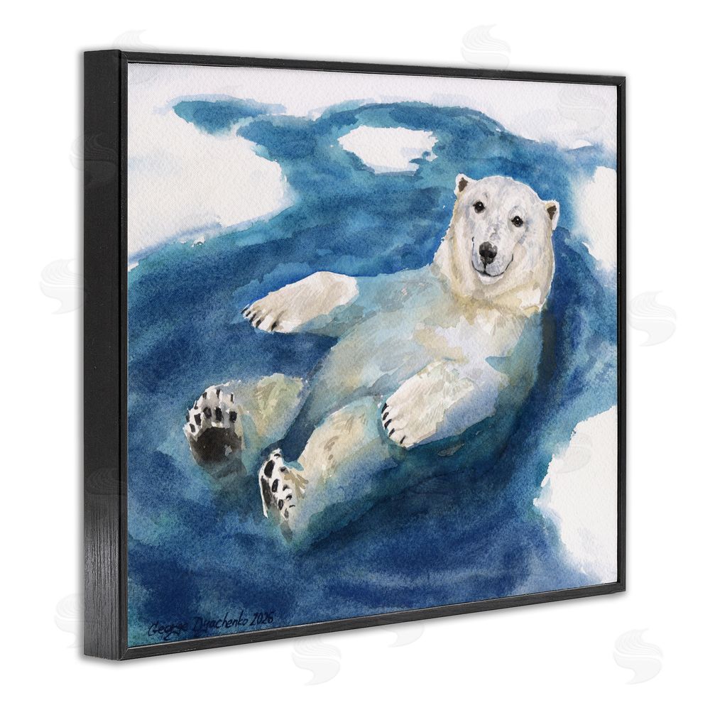George Dyachenko Polar Bear Icy Bath Time Black Framed Giclee Wall Art