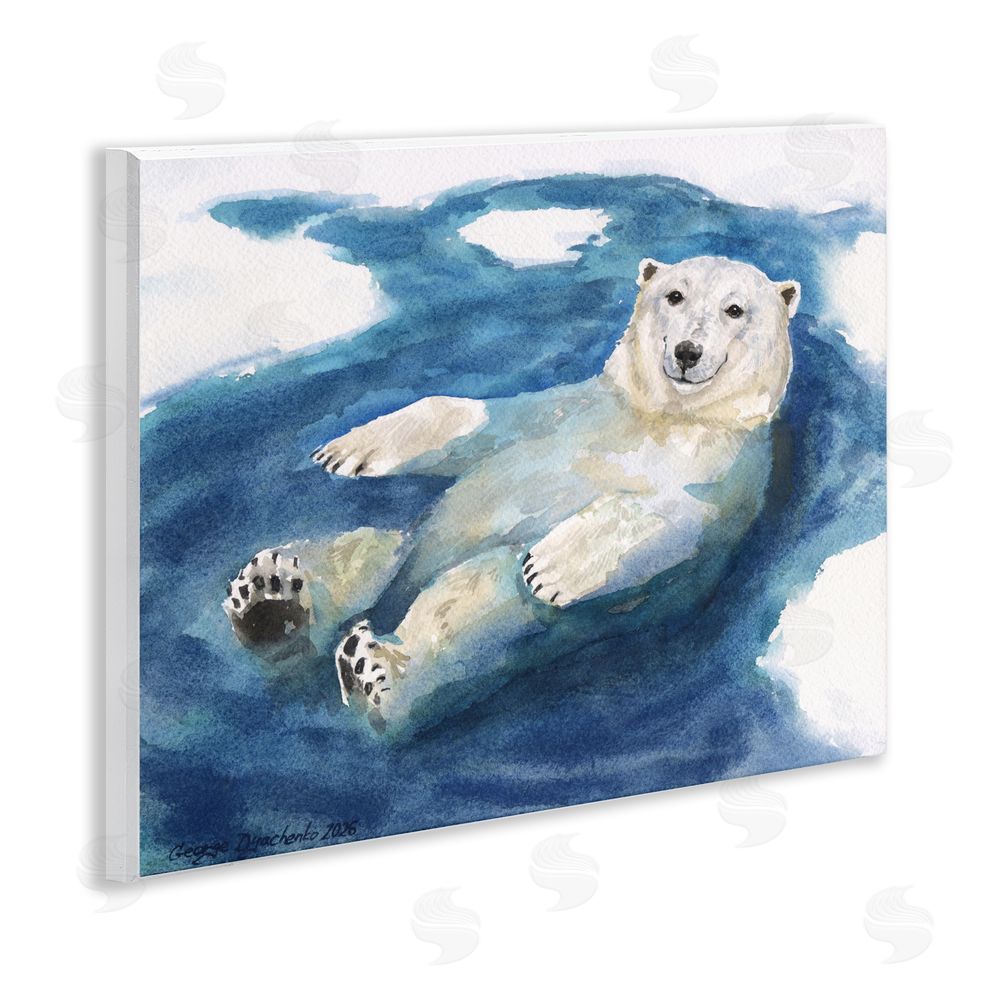 George Dyachenko Polar Bear Icy Bath Time Wall Plaque Home Decor Art Print