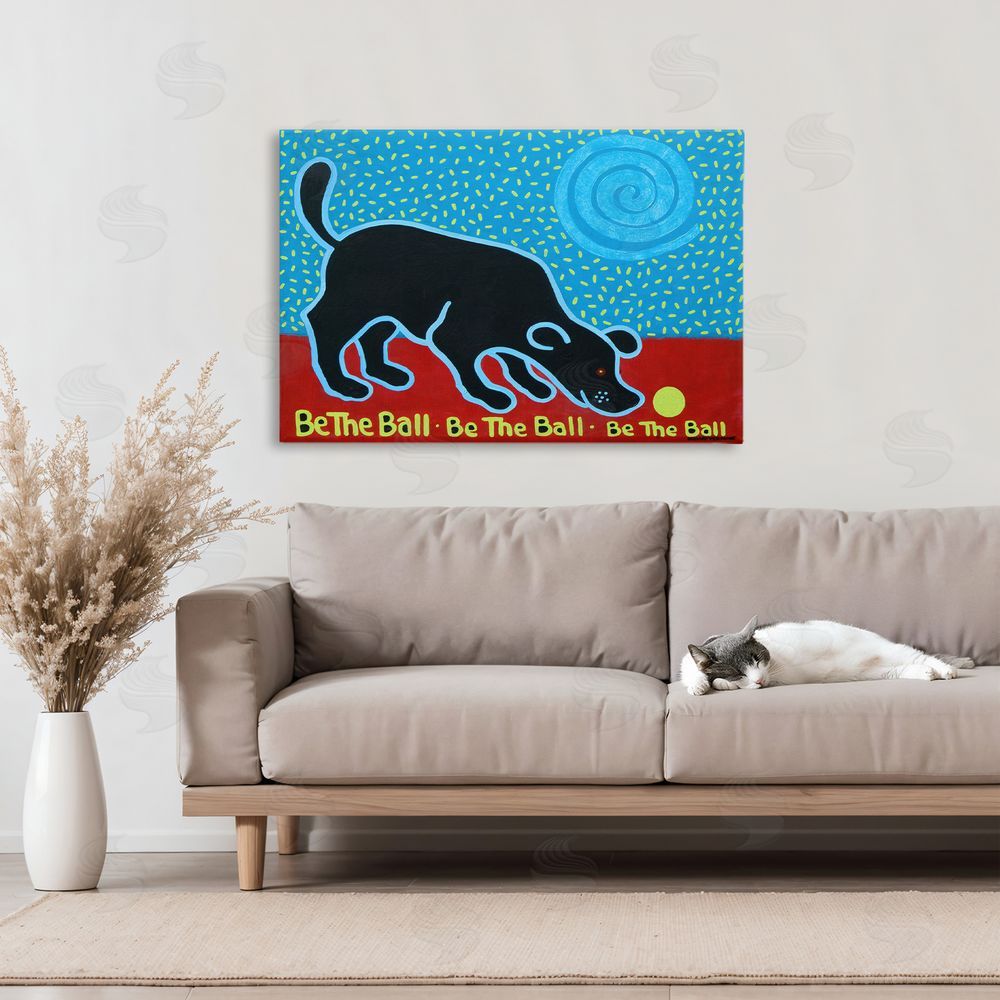 Hillary Vermont Be The Ball Playful Dog Stretched Canvas Wall Art in Room