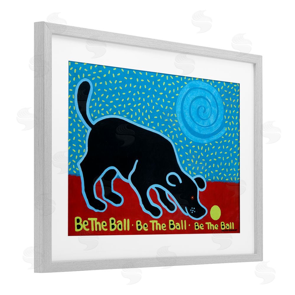 Hillary Vermont Be The Ball Playful Dog Gray Framed Print Under Glass Wall Art