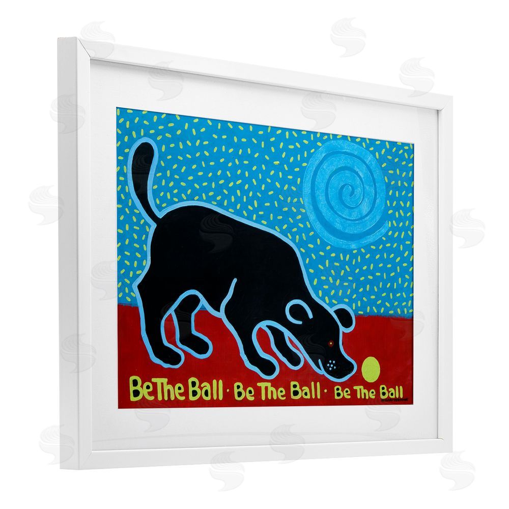 Hillary Vermont Be The Ball Playful Dog White Framed Print Under Glass Wall Art