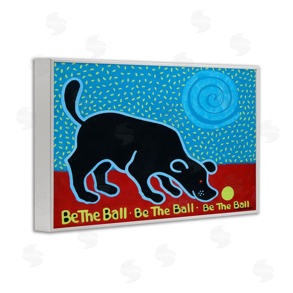 Hillary Vermont Be The Ball Playful Dog White Framed Giclee Wall Art Print